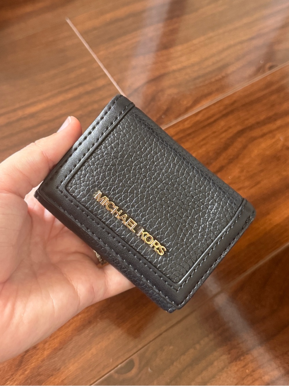 Michael Kors Jet Set Travel Extra-Small Pebbled Leather Wallet in black